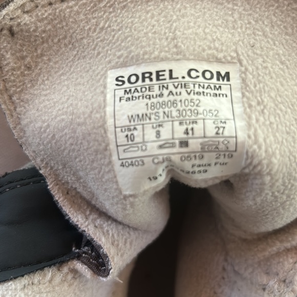 Sorel gray suede winter boat with fur cuff - Picture 4 of 6